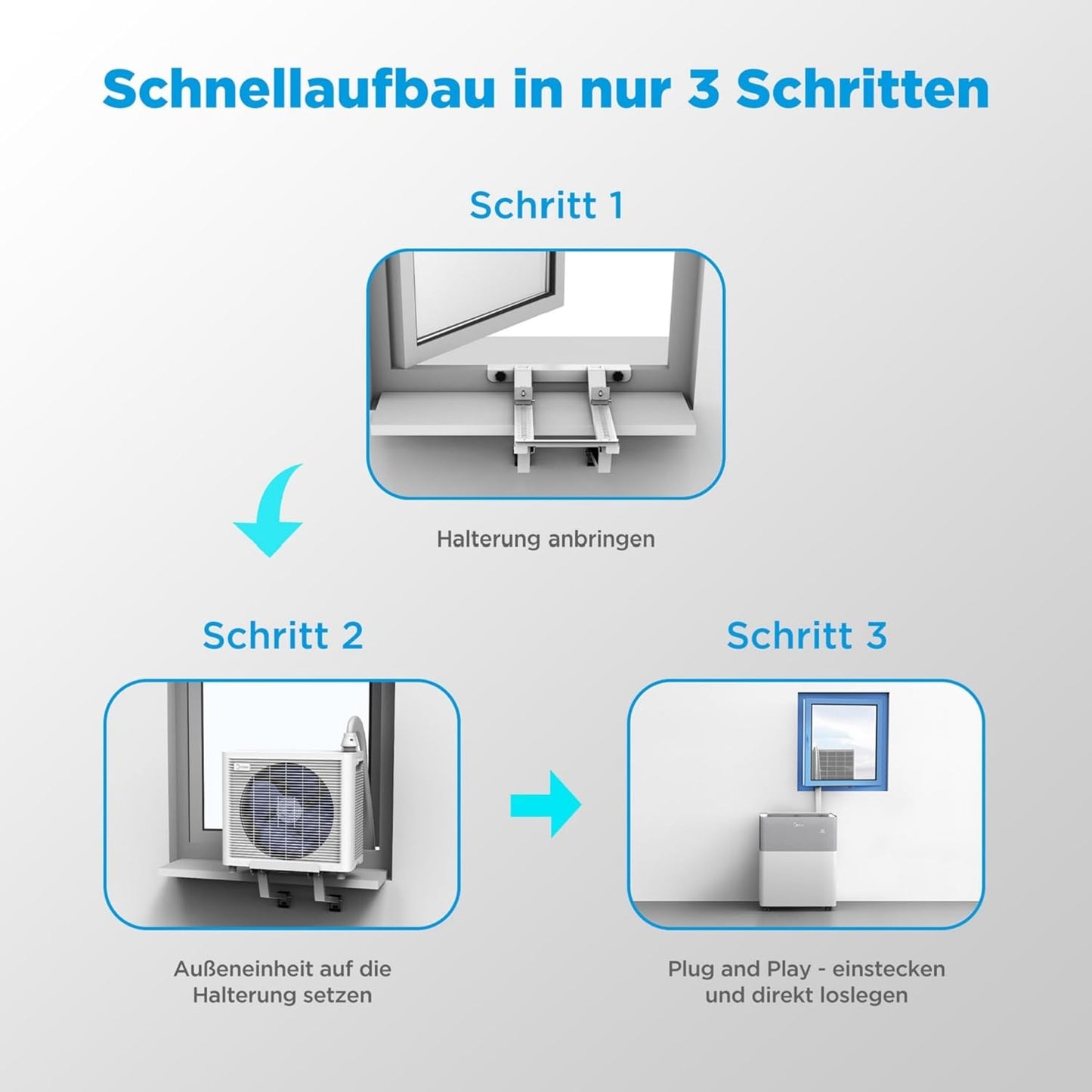Midea PortaSplit 4-in-1 Mobiles Klimagerät – 12.000 BTU, Heizen & Kühlen, App-Steuerung, Flüsterleise (Weiß)