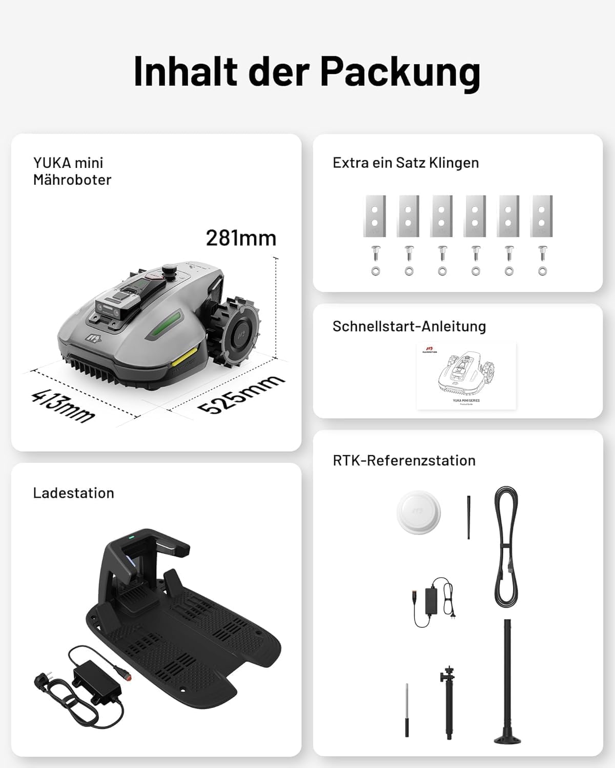 Mammotion YUKA Mini 700 Mähroboter mit Garage – Kabelloses Rasenmähen mit KI-Navigation & NetRTK+ Vision-System